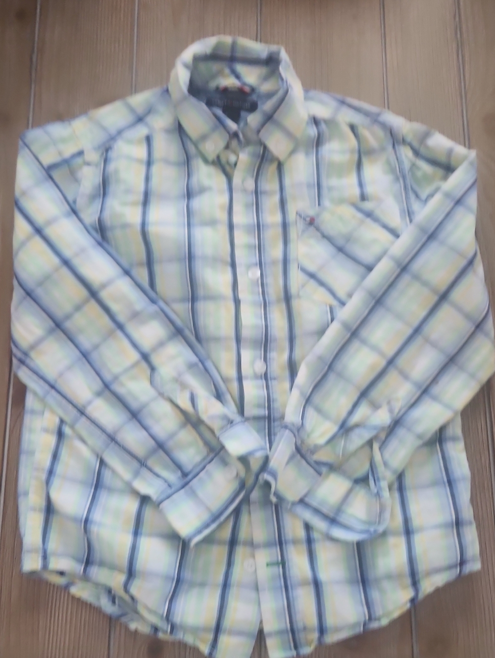 Boy's Plaid Button-Down Shirt - Light Blue & Yellow